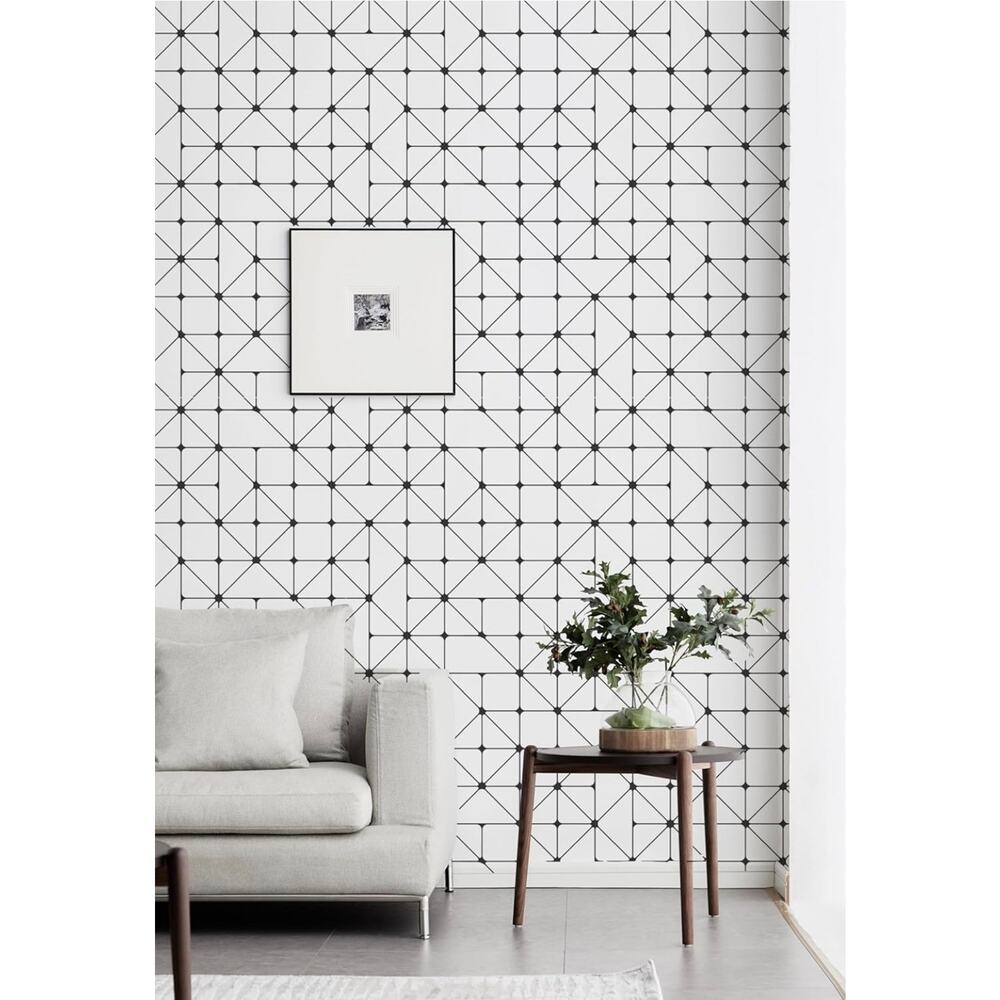 Geometric Peel & Stick Wallpaper Black & White Waterproof Vinyl 17.3”×78.7” s8 - Picture 5 of 8